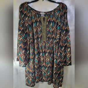 Catherines Multicolor Chevron Long Sleeve Dress